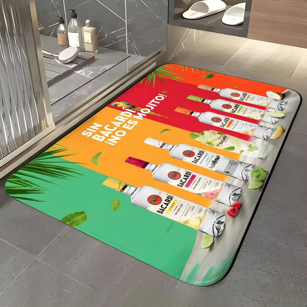 Liquor - B-Bacardi Floor Mat Soft Flannel Entrance Door Mat Non Slip Absorbent Bathroom Bedroom Floor Rug