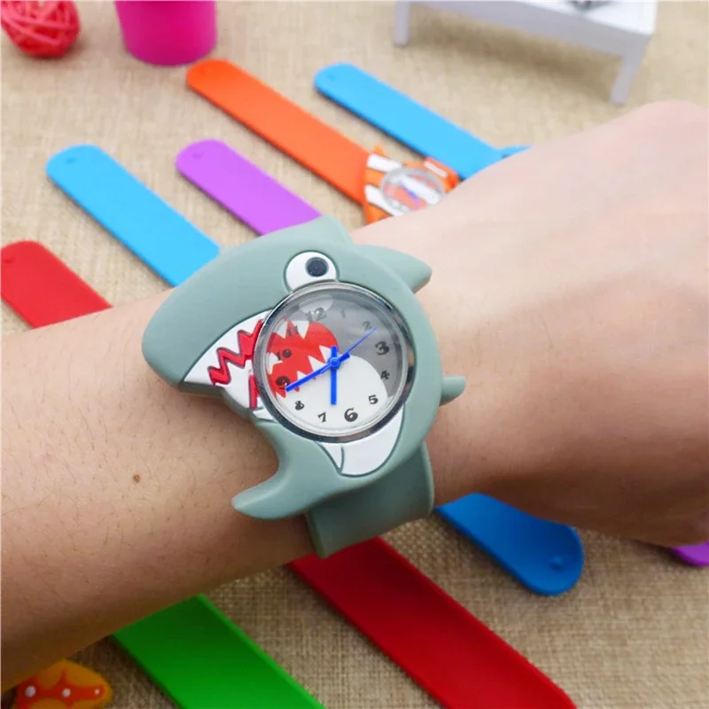 Boys Girls Watches Baby Kindergarten Party Gift Children Study time Toy Wristwatches Slap Bracelet Clock Cartoon Kids Watches