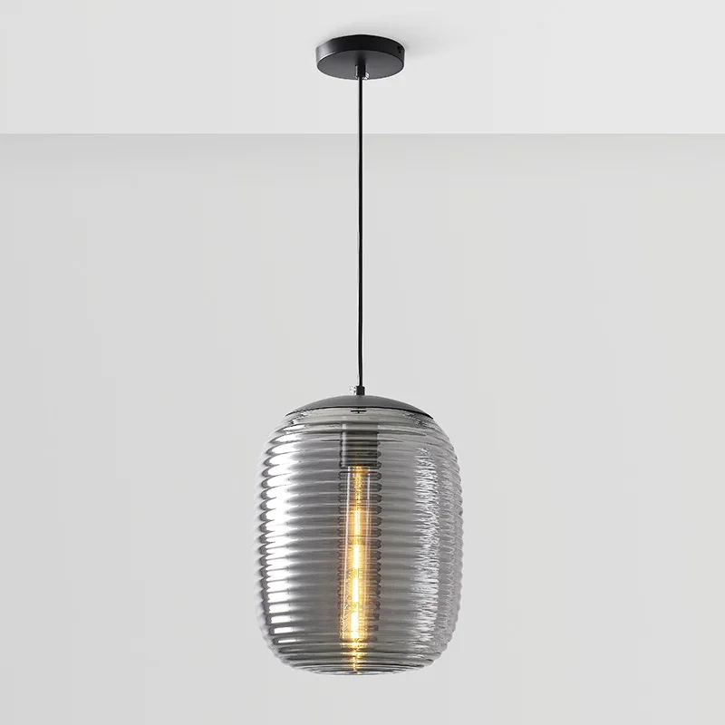 

Postmodern Minimalist Personalized Creative Striped Pendant Light Nordic Light Luxury Restaurant Bar Glass Bedside Lamps