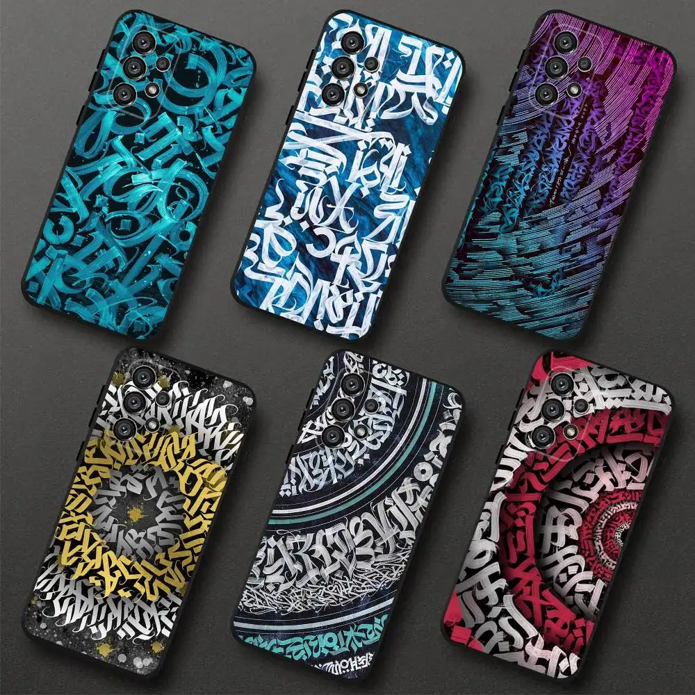 Pokras Lampas Art Graffiti Handyhülle für Samsung S 25,24,23,22,30,21,10,9,Ultra,Plus,Lite,FE,4,5G Schwarz Soft Case