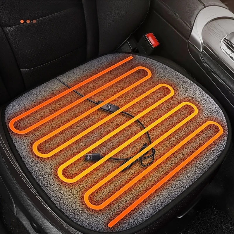 

Winter Lamb Wool Car Heated Cushion USB-Powered Rapid Heating Accompany You Through the Cold Winter simple design
