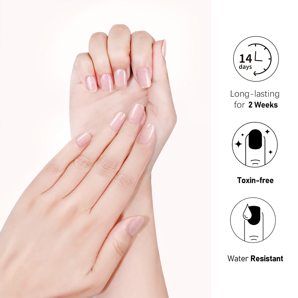 Transparente Semi-Curado UV Etiqueta Do Prego, Cobertura Completa, Impermeável Nail Polish Tiras, UV/LED Fingertip Unhas Adesivas, Gel Decalques, 16Pcs