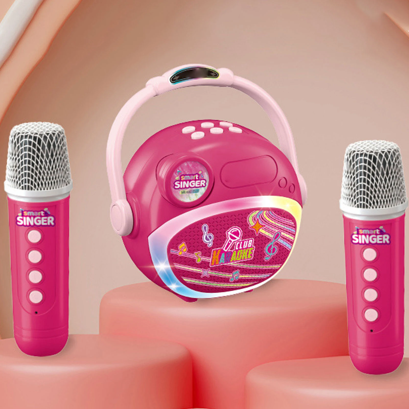 آلة الكاريوكي مع 2 ميكروفونات لاسلكية آلات موسيقية مكبر صوت قابل لإعادة الشحن BT Mic مجموعة سماعات للمنزل والحفلات الخارجية #3