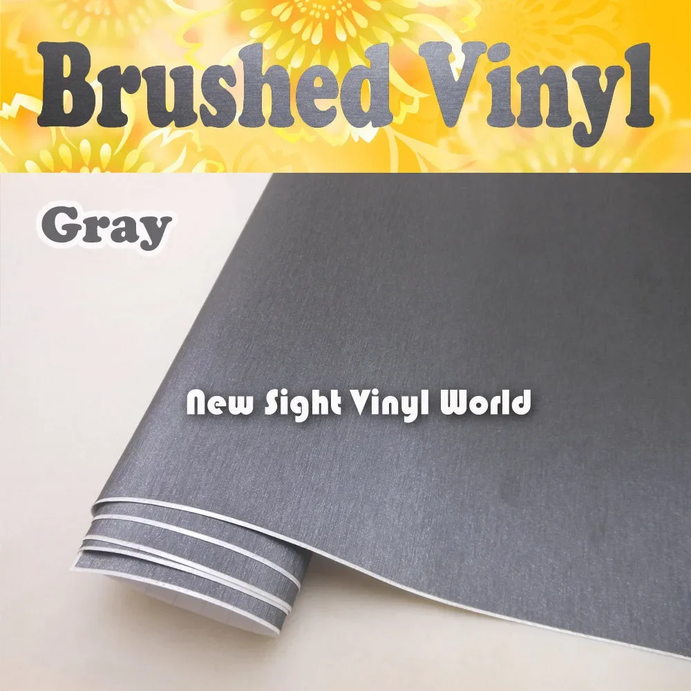 

High Quality Brushed Metallic Grey Vinyl Wrap Brushed Gray Car Wrap Air Bubble Free Size:1.52*30M/Roll