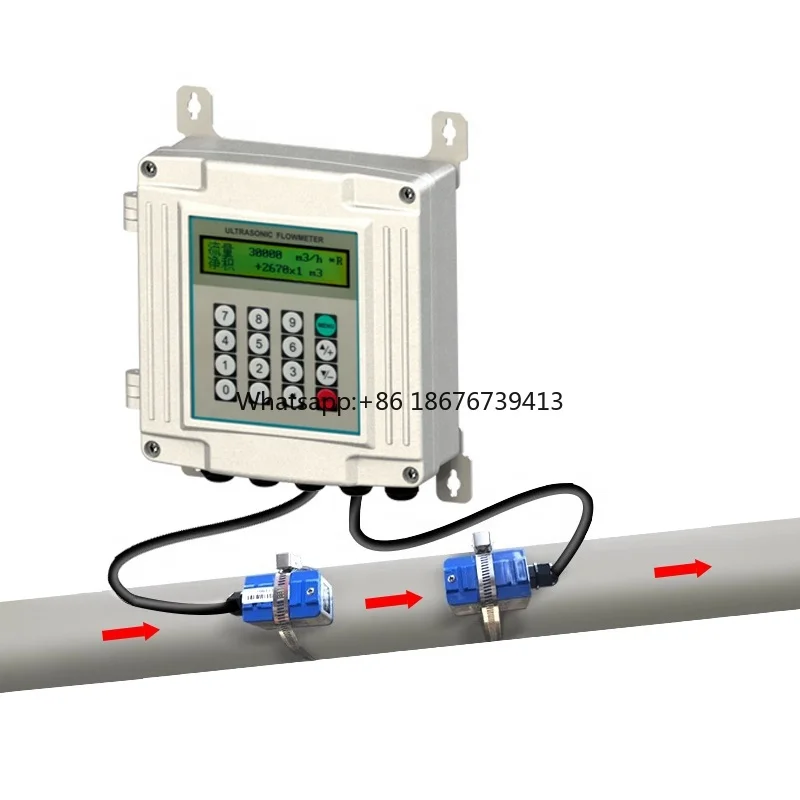 Wall Mounted RS485 4-20mA Liquid Control Clamp on Ultrasonic Flow Meter Water Pipes Flowmeter Ultrasonic Flow Sensor Price