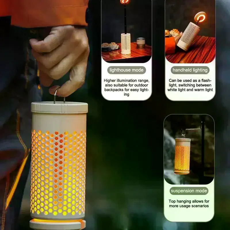 Retractable Foldable Rechargeable Camping Light LED Outdoor Atmosphere Lamp With Stand For Camping Hiking Fishing