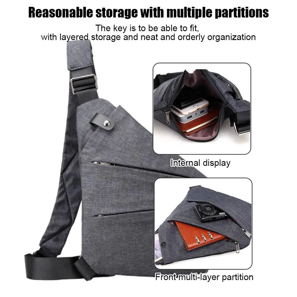 Bolso cruzado antirrobo de colores para hombre, cartera Invisible para correr, ocio, multifuncional, antisalpicaduras