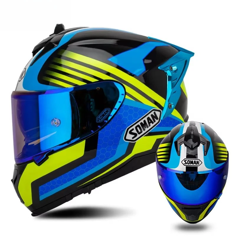 SOMAN Full Face Motorcycle Retro Moto Helmets Casco Visor Motorbike Accessories DOT Approved Capacetes Шлем Для Мотоцикла