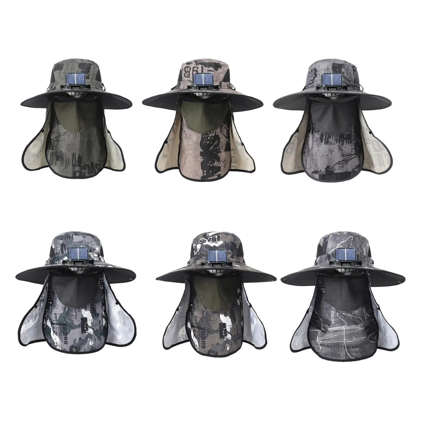 

Outdoor Solar Fan Hat Fishing Cap Breathable Waterproof Comfortable Wide Brim Fisherman Hat for Travel Outdoor Sports Camping