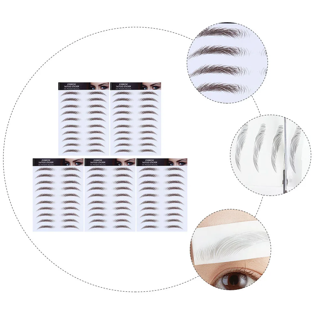 

5Pcs Eyebrow Transfer Stickers 6D Hair-Like Effect Makeup Brow Tool for Thin Brows Instant Full Natural Look No Harm Fast
