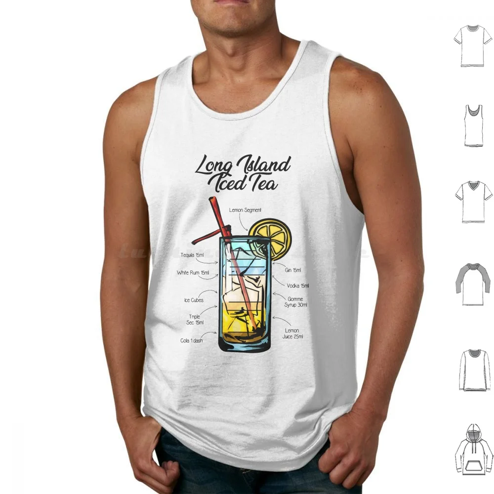 Long Island Té helado Receta de cóctel Camisetas sin mangas Chaleco Cóctel Long Island Té helado Receta Ingredientes Segmento de limón