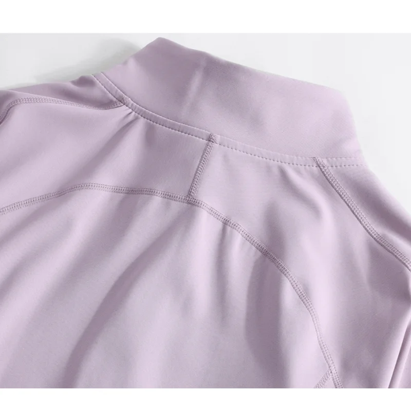 DRUR 5-Colors Long Sleeve Yoga Tops and Gym Clothes Women Quick Dry Quarter Zip Pullover Crop Slim Fit Running Athletic Shirts view 6