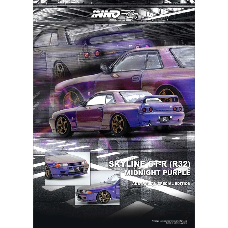 PreSale INNO 1:64 R34 GTR TOP SECRET White Diecast Diorama Car Model Collection Miniature Toys