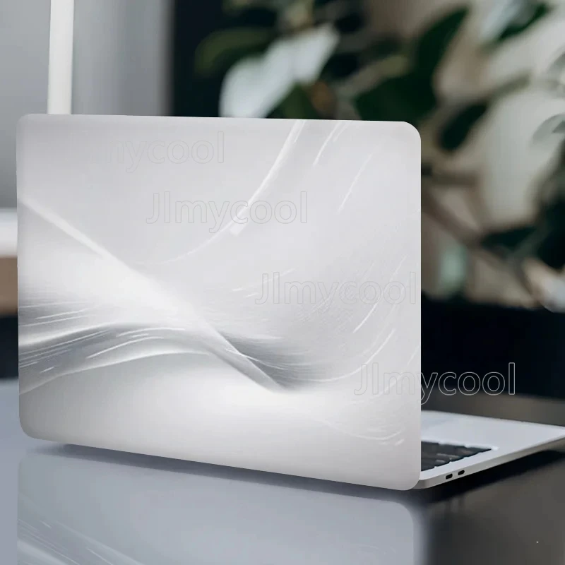 2Pcs White Abstract Wavy Notebook Sticker Set Scratch-Resistant Self Adhesive Vinyl Decal Long Lasting Easy to Apply for Laptops
