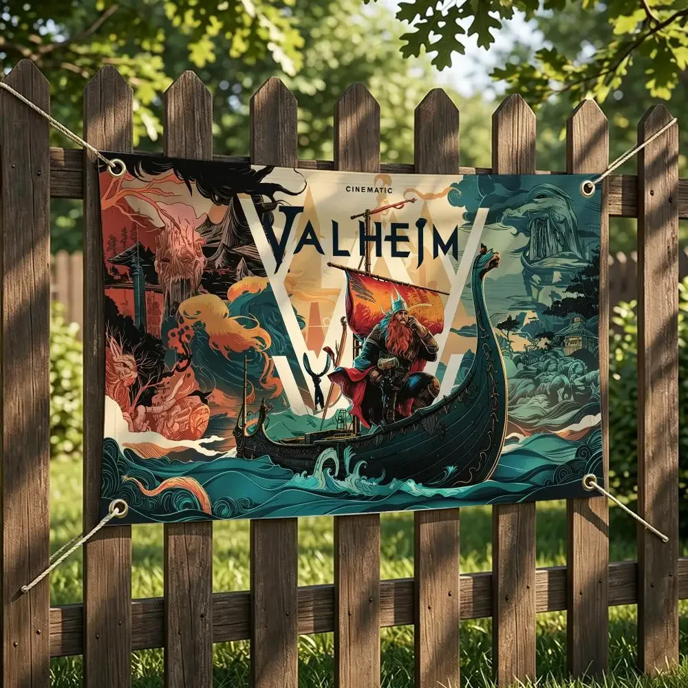 Game Survival Valheim Viking World Flags are suitable for homes bars hotels birthday parties fan support, and themed collections