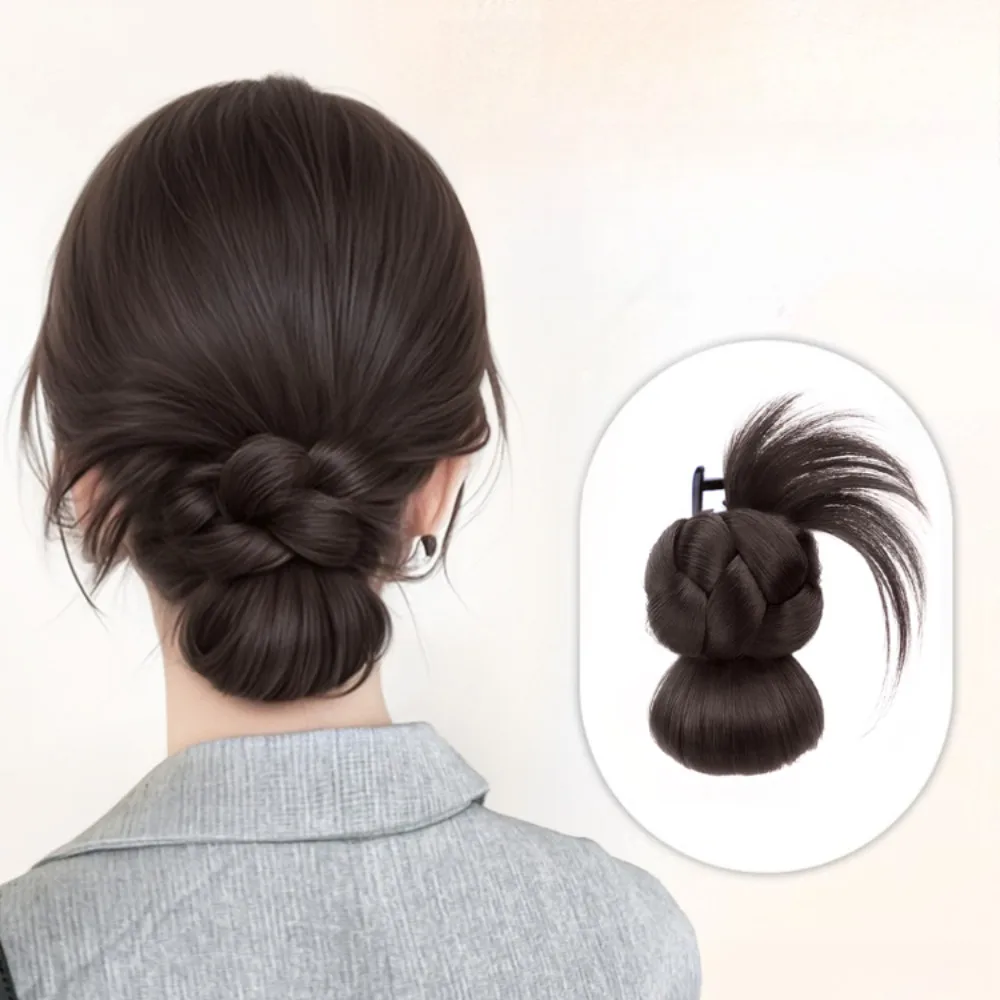 Wig Sintetis Realistis Ekstensi Rambut Jepit Rambut Rambut Palsu Ikat Rambut Poni Rendah Bundel Rambut Palsu Aksesoris Rambut