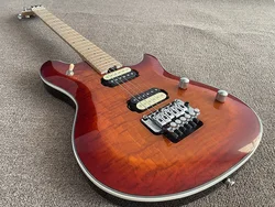 Electric Guitar with Zebra Pickups, Tremolo Bridge, Sunburst color,High Quality, can be customized,In Stock, Fast Shipping