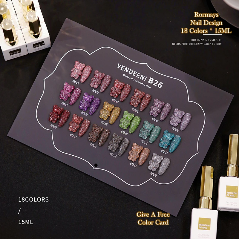 Rormays Broken Diamond gel Polished 18 Color Cat Eye Popular Shiny Small Set Star Sky Semi permanent Varnish UV LED Finish Nail