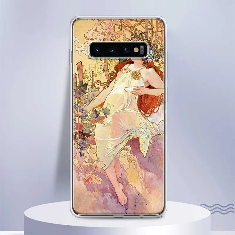 Alfons Mucha Primavera Soft Silicone Phone Case For Samsung Galaxy S24 S23 S22 Ultra S21 S20 FE S10 Plus S10E S9 S8 + Cover Capa