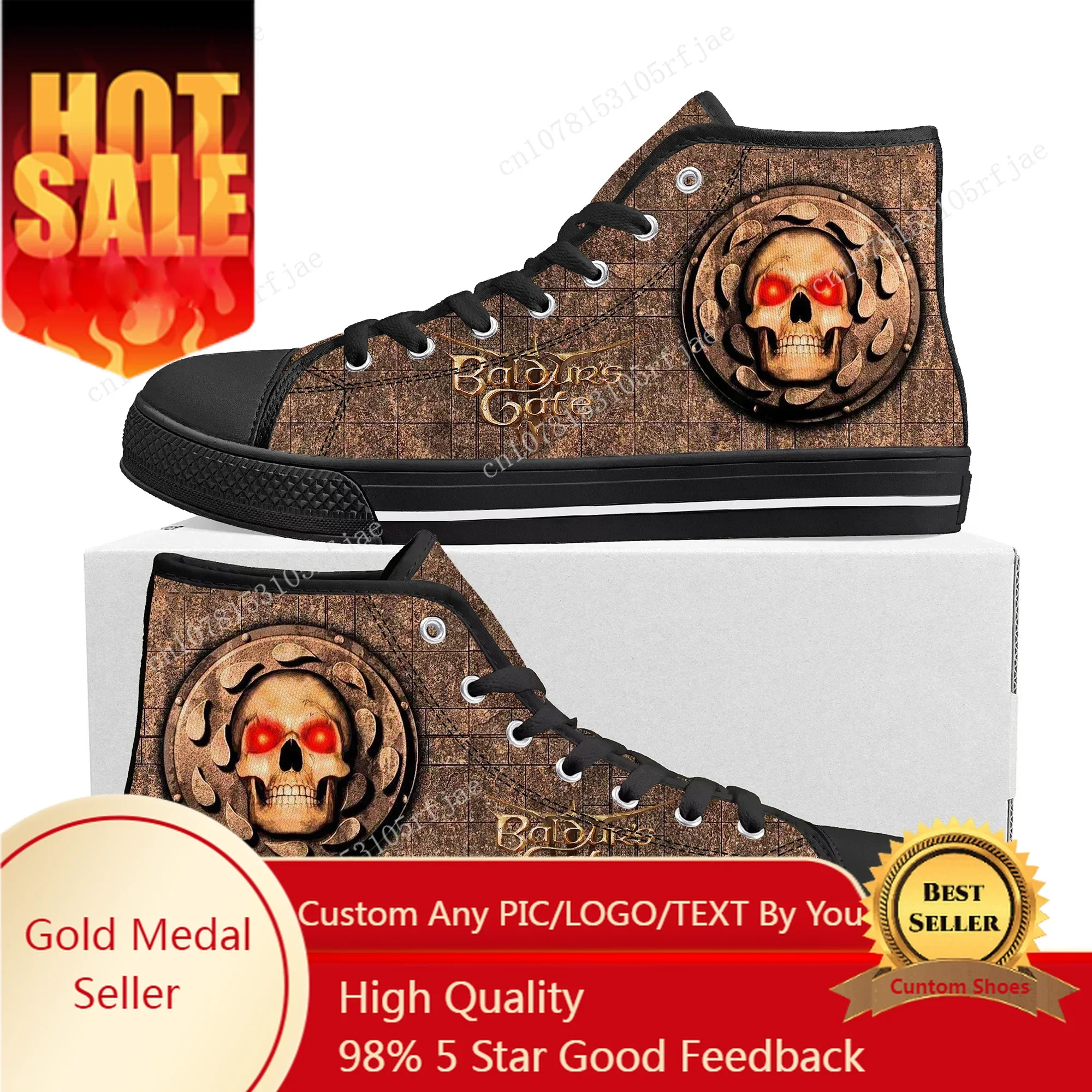

Baldur's Gate High Top Sneakers Cartoon Game Mens Womens Teenager High Quality Canvas Sneaker Fashion Custom Built Couple Shoes