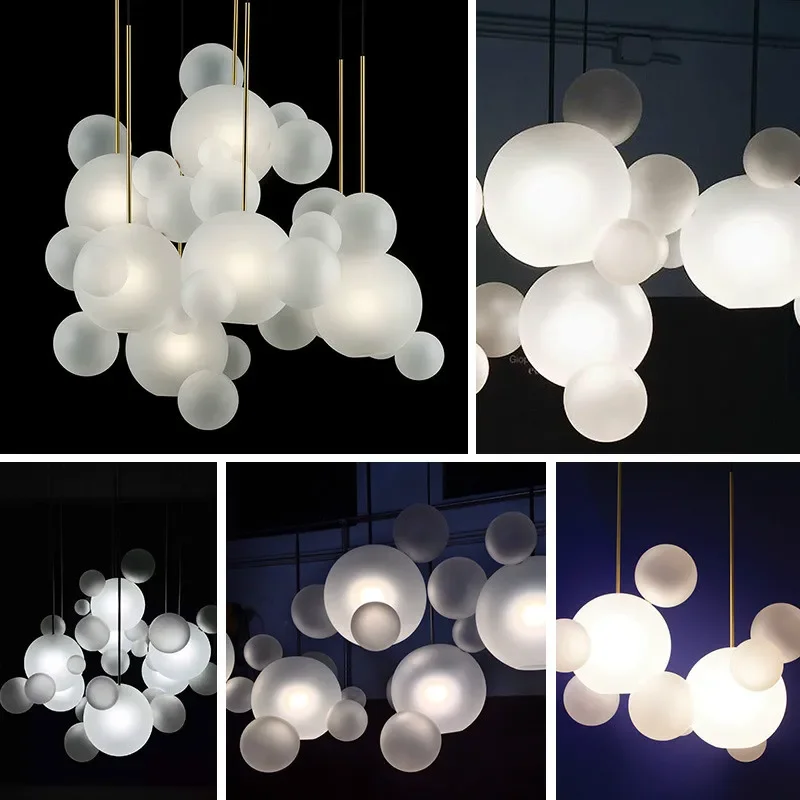 

Modern Bubble Ball Pendant Lights Frosted Glass Globes Dining Room Kitchen Chandelier For Living Room Hanging Lamp Light