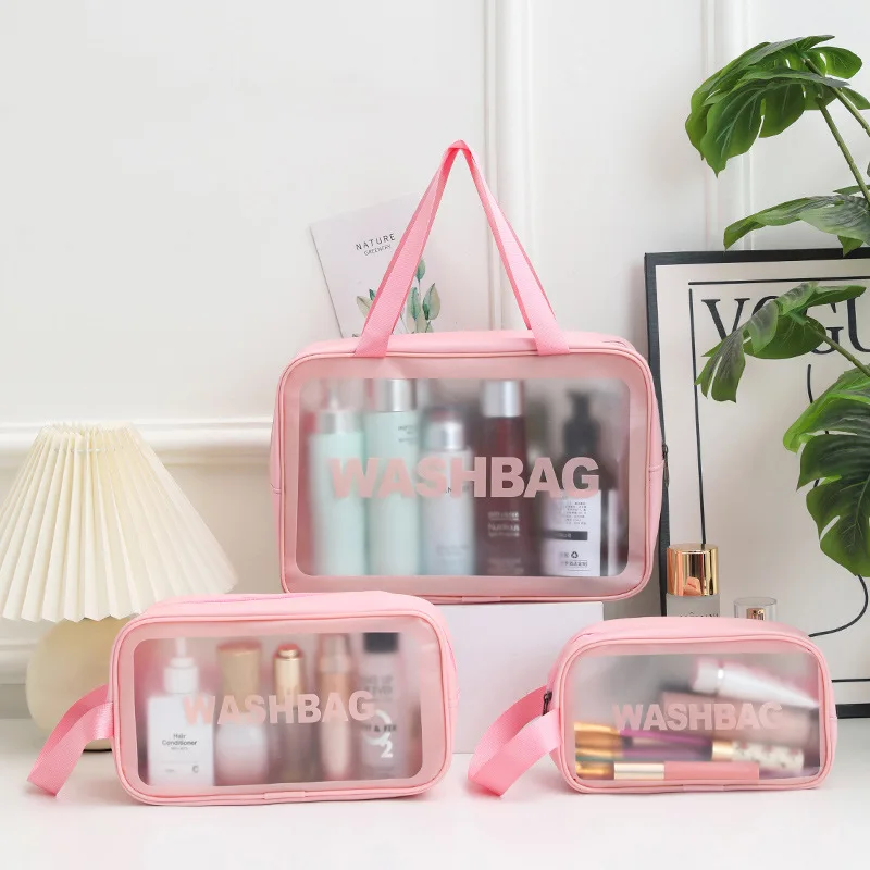 Travel Storage Toiletry Organize Women Waterproof Pvc Cosmetic Portable Bag Transparent Zipper Make up Case Female Wash Kit