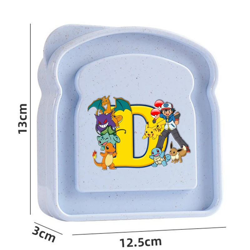 ポケモントースト型アニメプリントレターポータブルランチボックス蓋付きトーストパンサンドイッチボックスキッチンアウトドアピクニック弁当箱