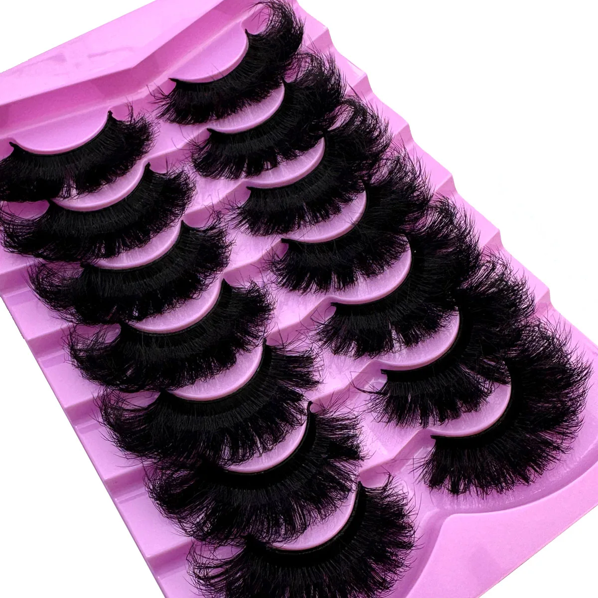 7 Pairs Thick 9D Faux Mink False Eyelashes Multi-Layered Curly & Fluffy, Soft & Voluminous Drama Messy 18- 25mm Ultra Long Dense - view 5