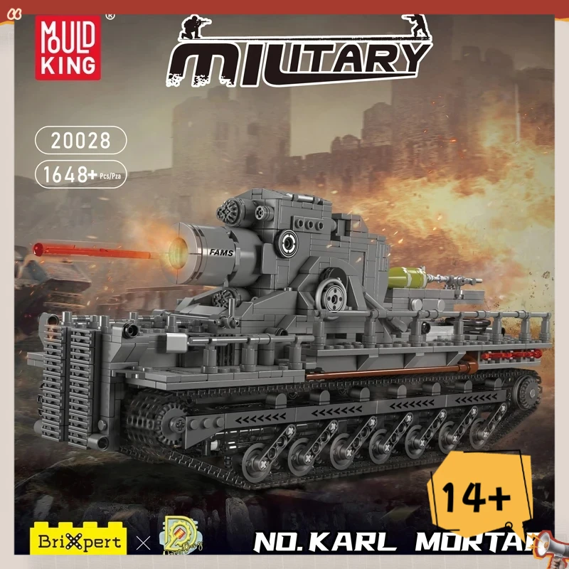 

MOULD KING 20028 Military Remote Control Tank Building Block The Karl Mortar Model Assembly Tank Brick Toys For Kids Gifts Boys