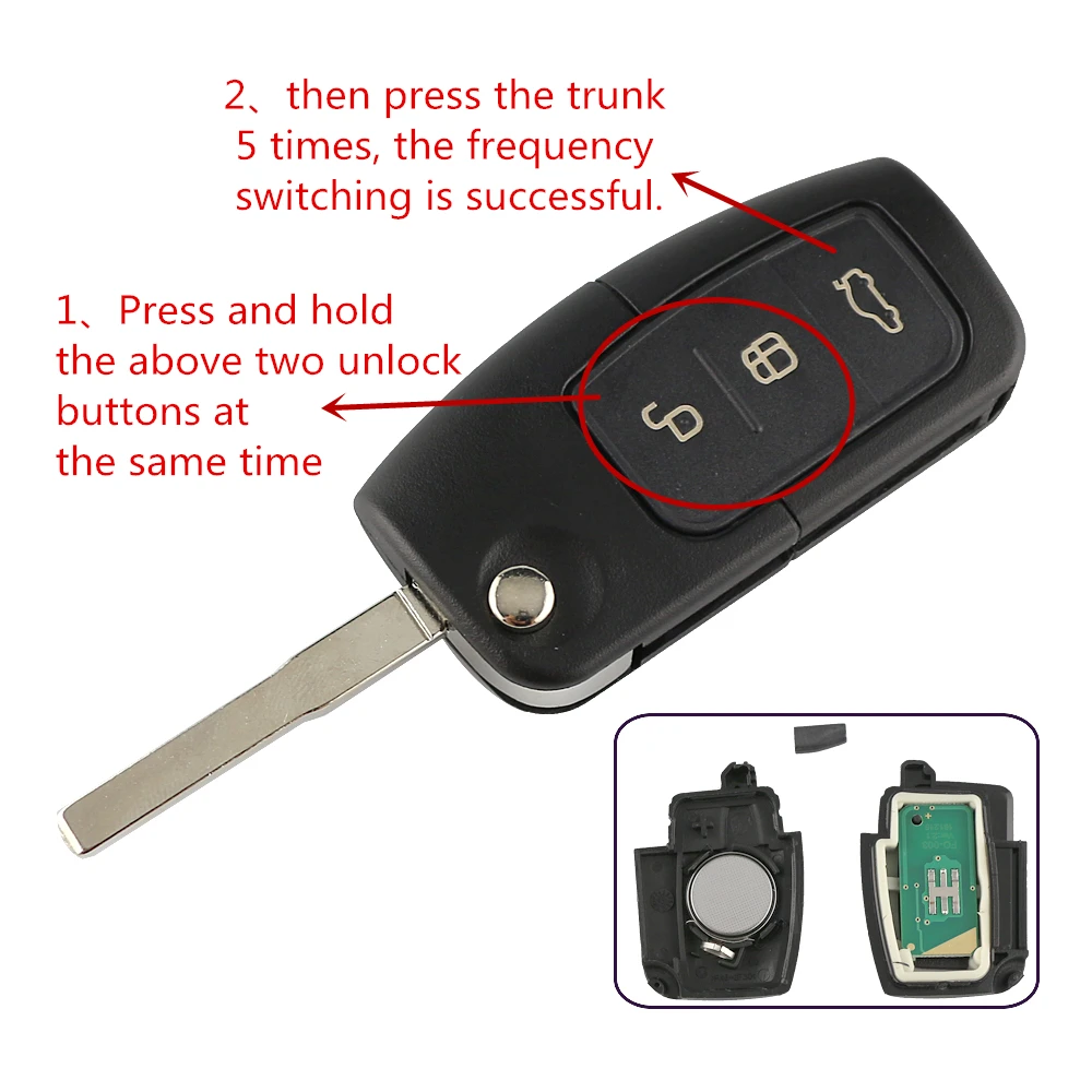 315/433MHz Remote Car Key For Ford Focus Mk2 Mk3 Mk4 Fiesta Mondeo Ranger Fusion 433MHZ 4D60/63 Chip 40/80 Bit HU101 FO21 Blade