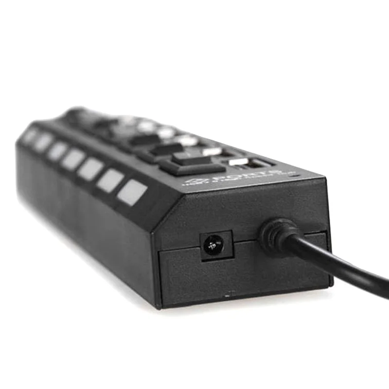 

1 шт. 7-портовый концентратор USB 2.0, высокоскоростной 480 Мбит/с, передача данных, настольный ноутбук, совместимый с USB-мультиконцентратором, черный