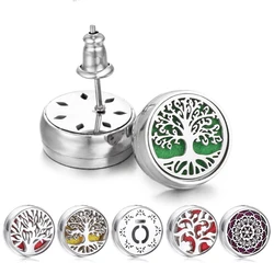 New Stainless Steel Aromatherapy Stud Earrings for Women Diffuser Jewelry Open Locket Perfume Essential Oil Diffuser Earrings