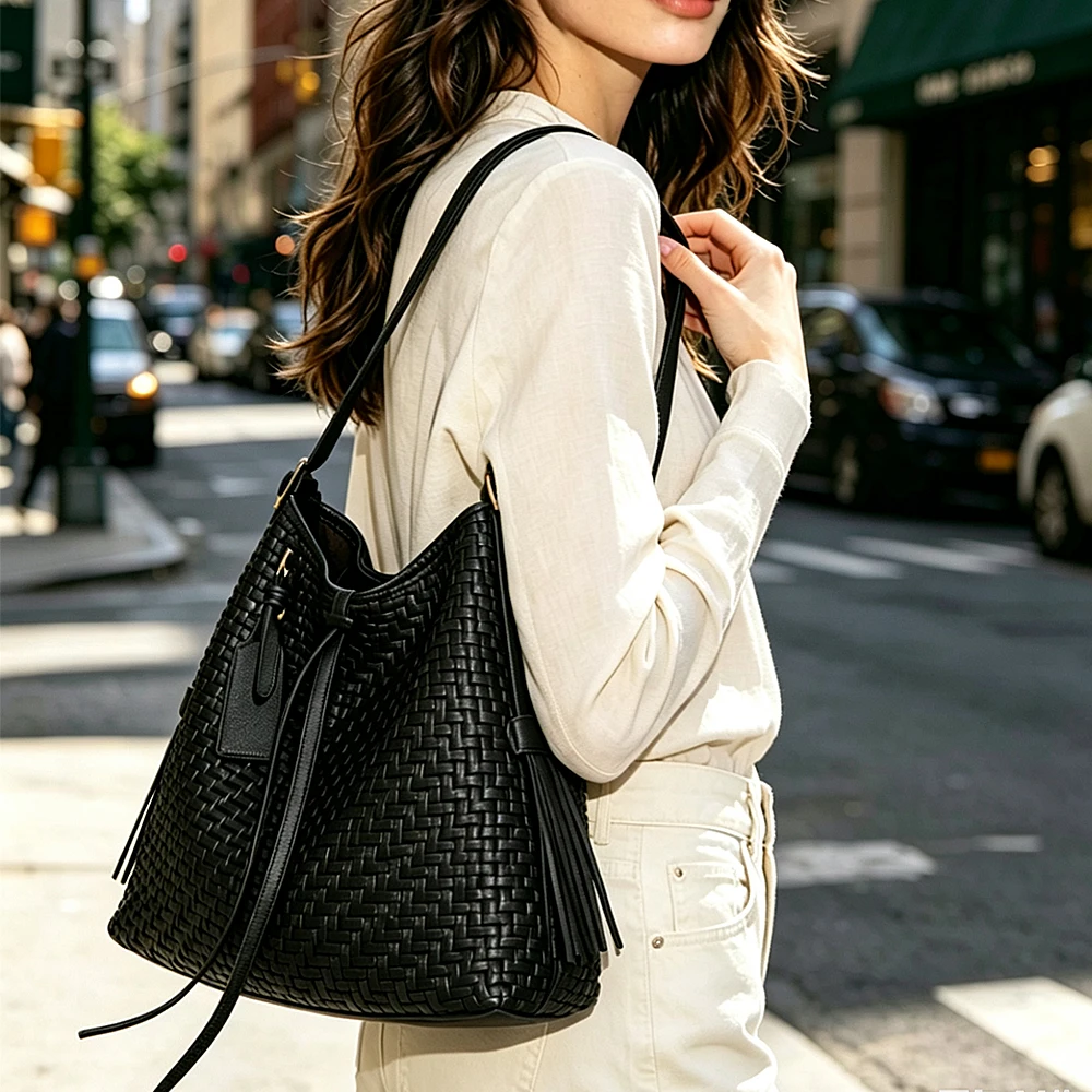 Women'S Tote Bags For Work - กระเป๋าถือสานสำหรับผู้หญิง กระเป๋าสะพายไหล่แบบโฮโบ กระเป๋าถือใต้แขน ความจุขนาดใหญ่ กระเป๋าถือสานทำมือสำหรับทำงาน เดินทาง