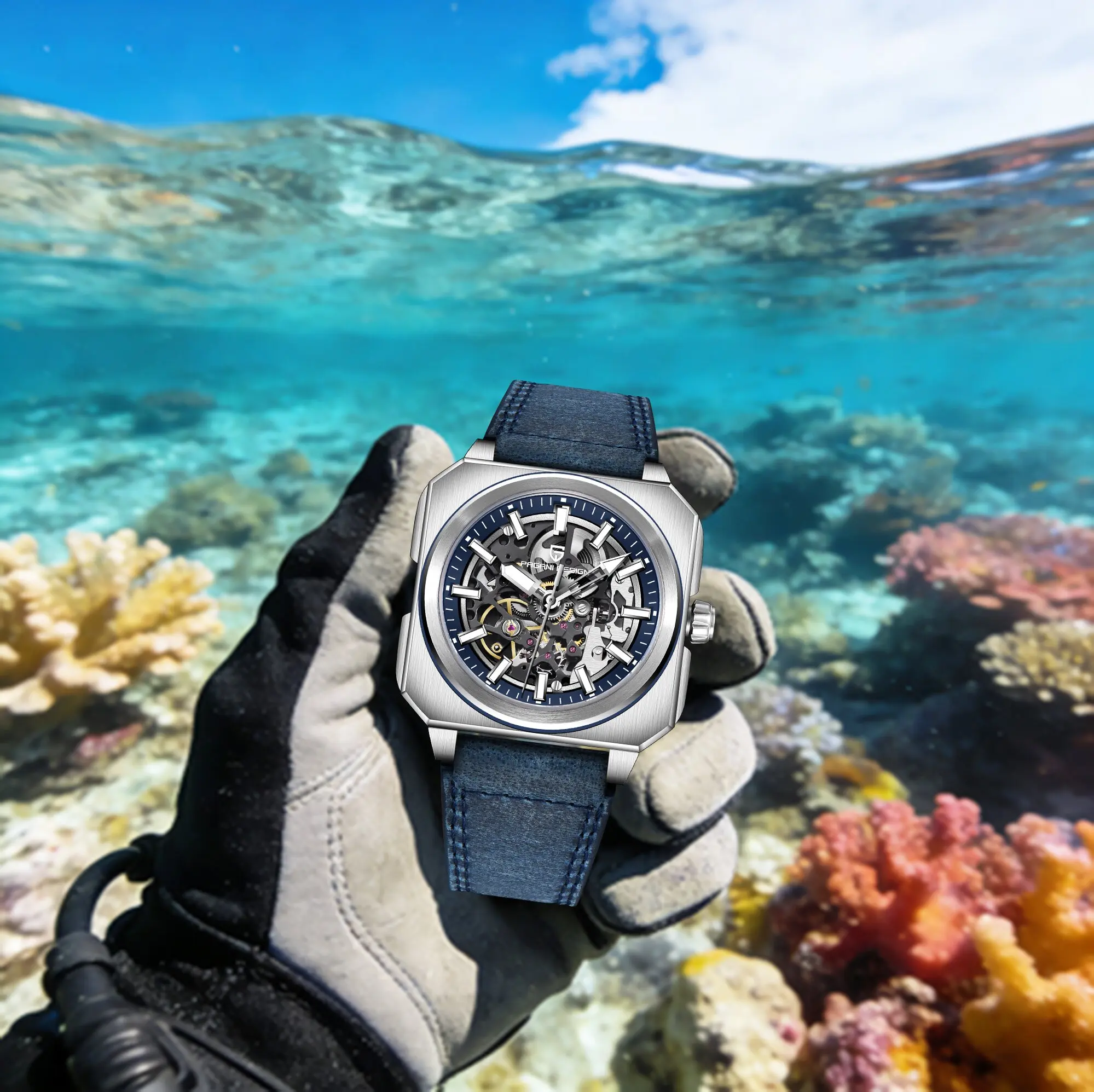 

Мужские механические часы PAGANI DESIGN класса люкс: городской стиль, кожаный ремешок, сапфировое стекло, полый циферблат, турбийон, часы для дайвинга