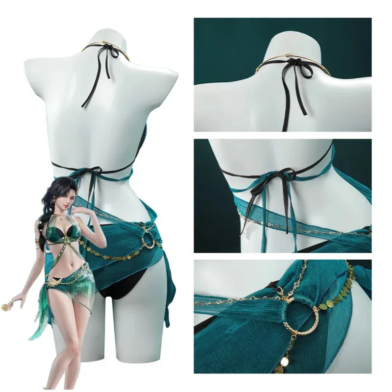 Game : Bladepoint Naraka Cosplay Costume Skin Tube Tops Summer Day Swimsuit Beach Sexy Bikini Wig Woman Carnival Suits;2k,j'x.8;