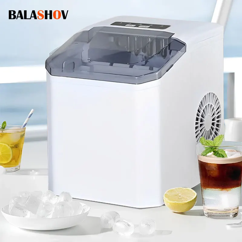 Automatic Ice Cube Maker Portable Electric Bullet Round Ice Block Making Machine 15kg/24H Family Bar Coffee Shop Kitchen Office