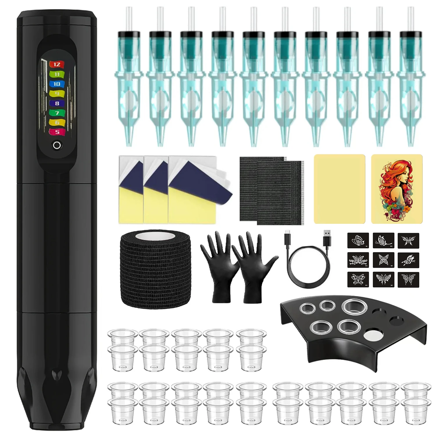 

NEW Professional Tattoo Machine Kit Wireless Tattoo Pen For Permanent Makeup Tattoo Machine Kit Tattoo Supplies Tattoo Kit