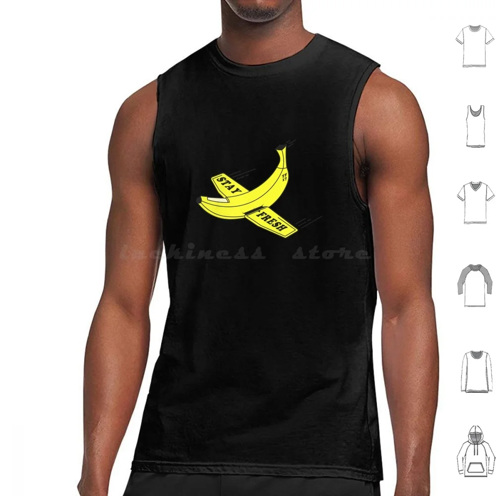 ¡Mantente fresco! Camisetas sin mangas de algodón con estampado de plátano, plátano, fruta, Humor divertido, comedia, extraño, desayuno, almuerzo, comida, proteína de descanso
