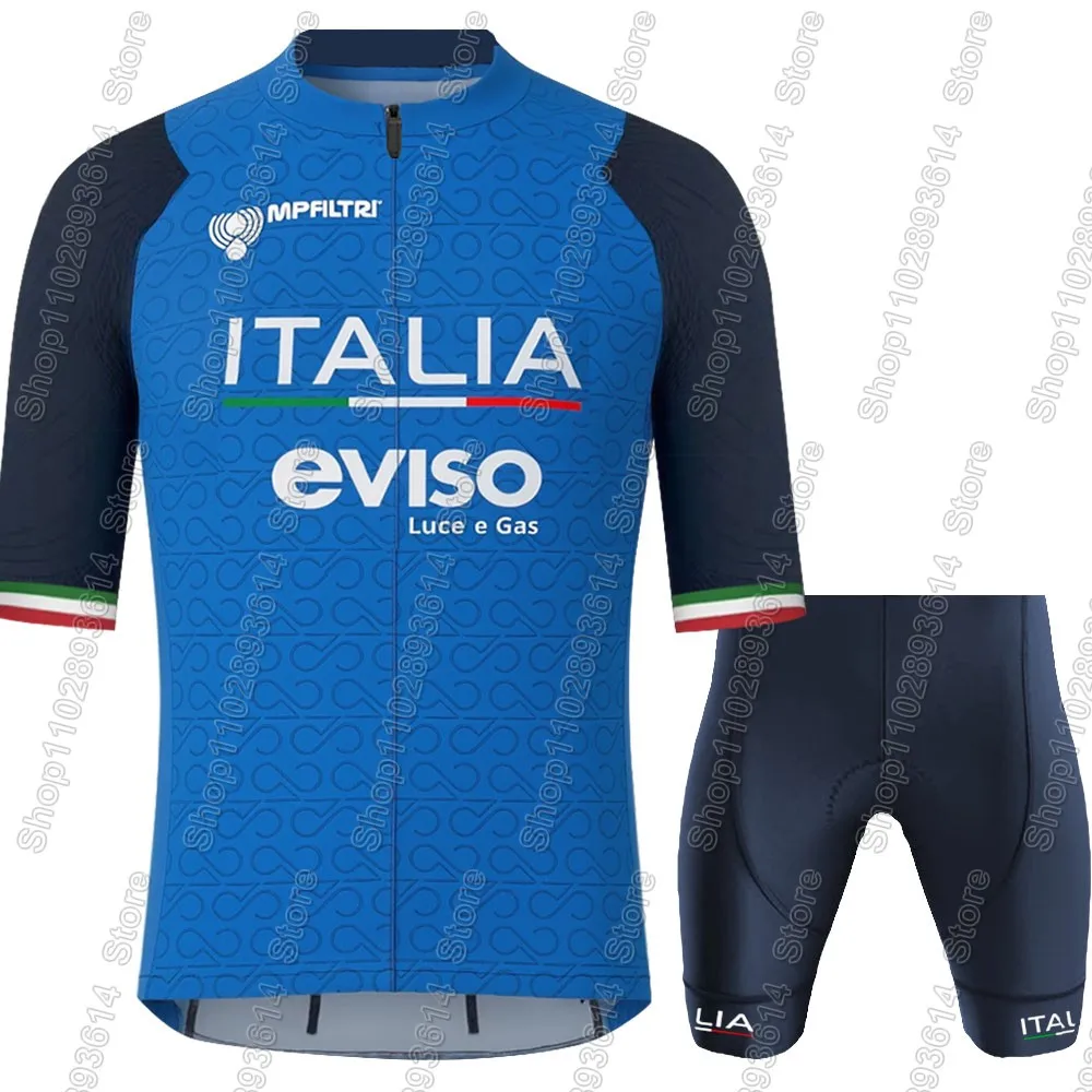 Italy Cycling Jersey Team 2026 Set Italian Blue Cycling Clothing Men Short Sleeve Kit Road bike Shirt Bicycle Bib Shorts Maillot