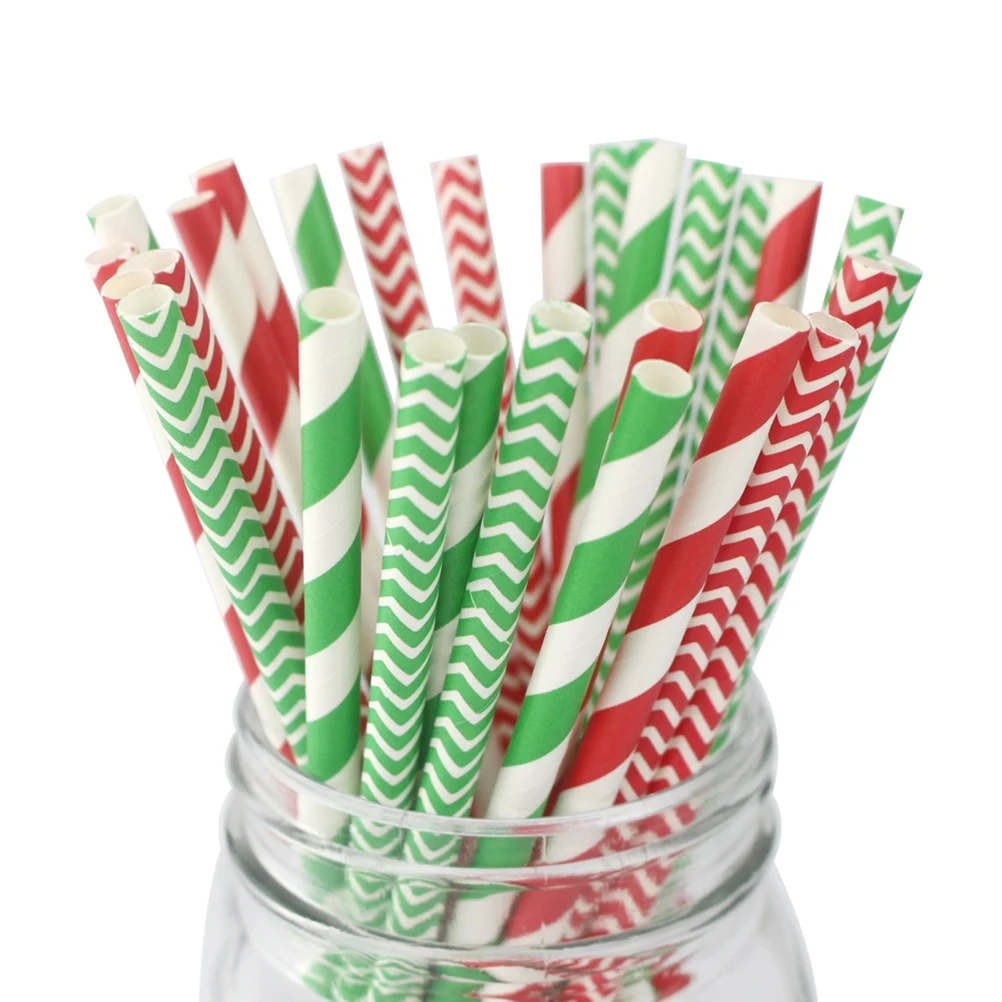

100 Pcs/Pack Paper Straw Plastic Straws 1000 Pieces Bubble Tea Christmas Drink Accessories Drinking Decorative Bar