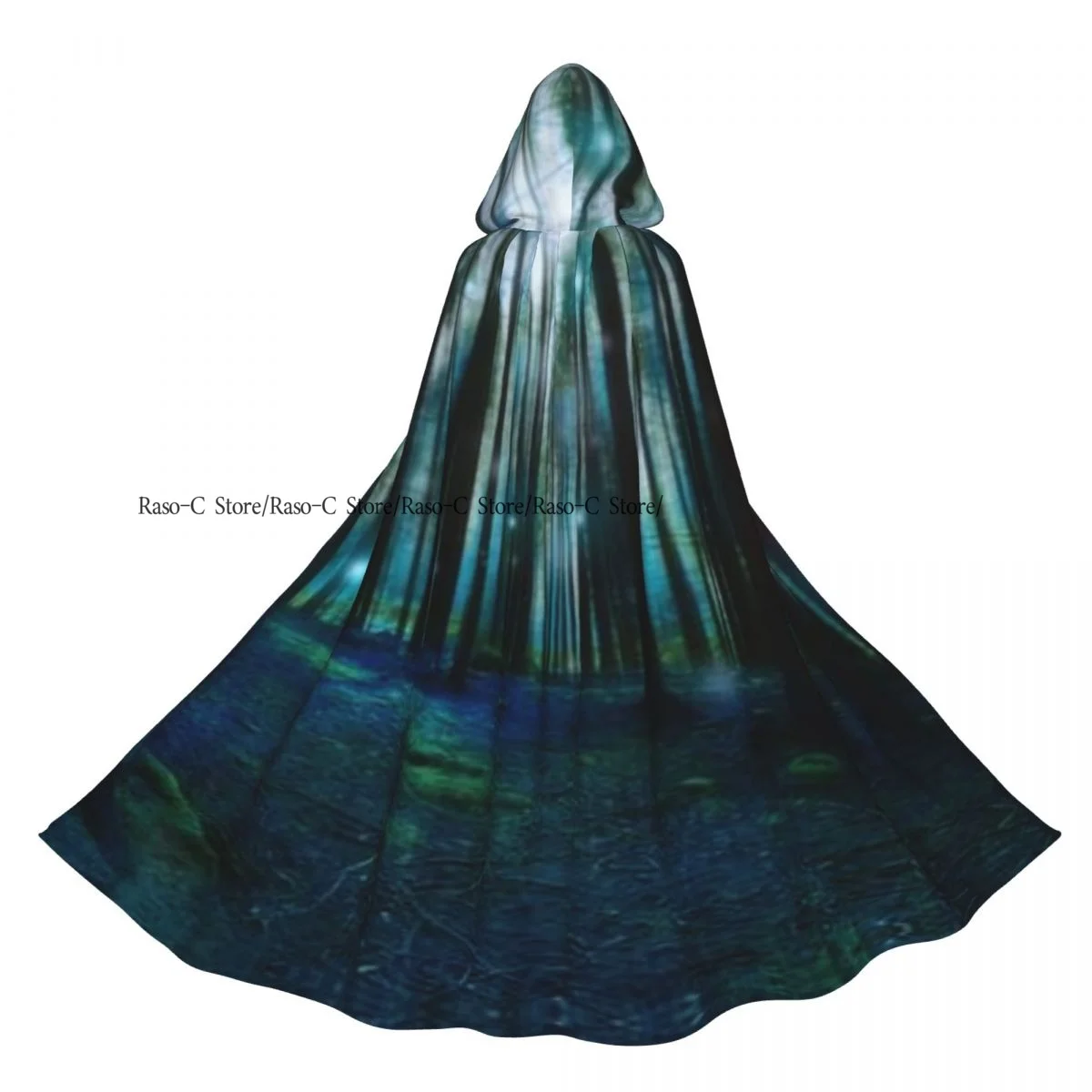 

Adult Cloak Cape Hooded Magic Surreal Forest Landscape Gloomy Medieval Costume Witch Wicca Vampire Elf Purim Carnival Party