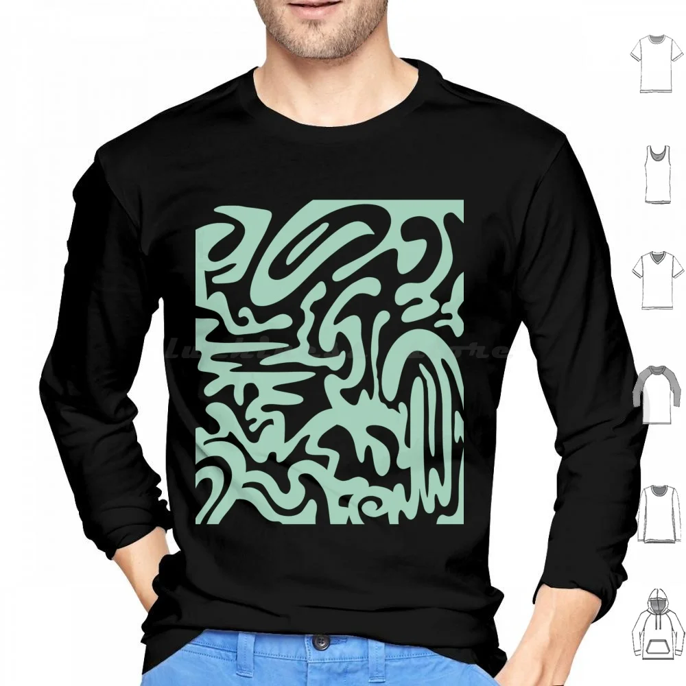 

Green Swirl Hoodie cotton Long Sleeve Abstract Pattern Retro Trippy Boho Aesthetic Black Black And White Cool Trendy