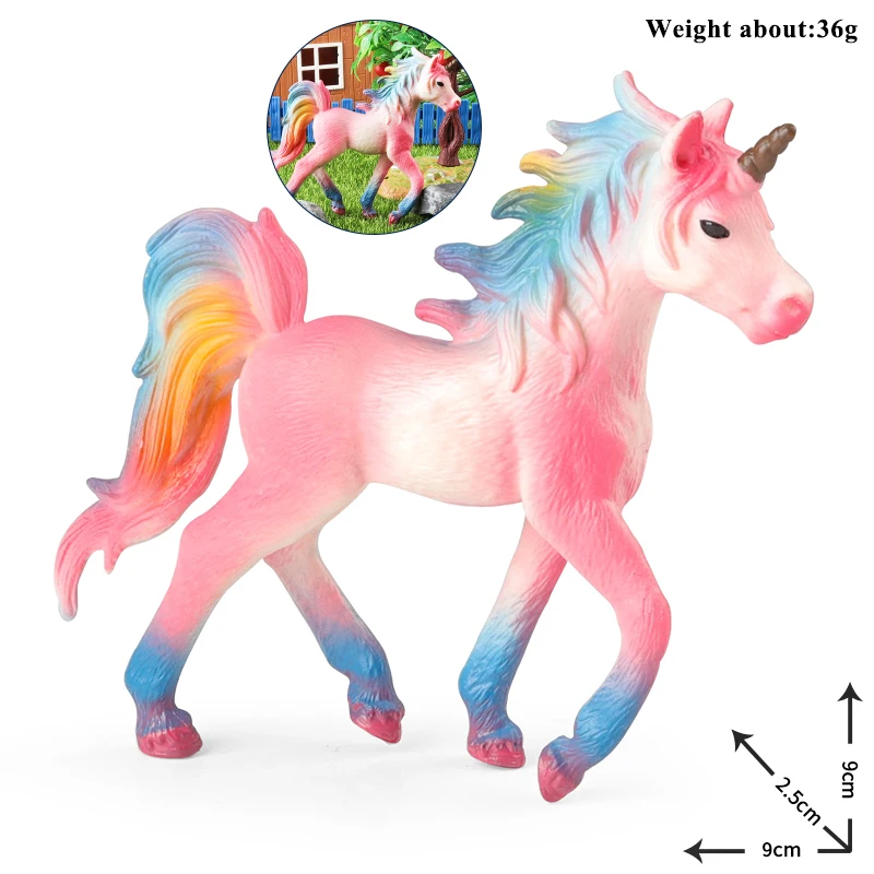 Oenux New Mythical Elf Pegasus Fairy Tale Fly Horse Kids Toy Action Figures Animal Model Cute Girl Birthday Gift Cake Toppers