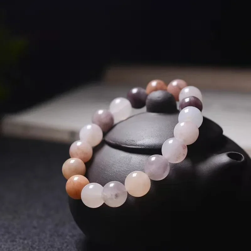 

Golden silk jade bracelet violet 8MM round bead children's single circle bracelet. pandora bracelet