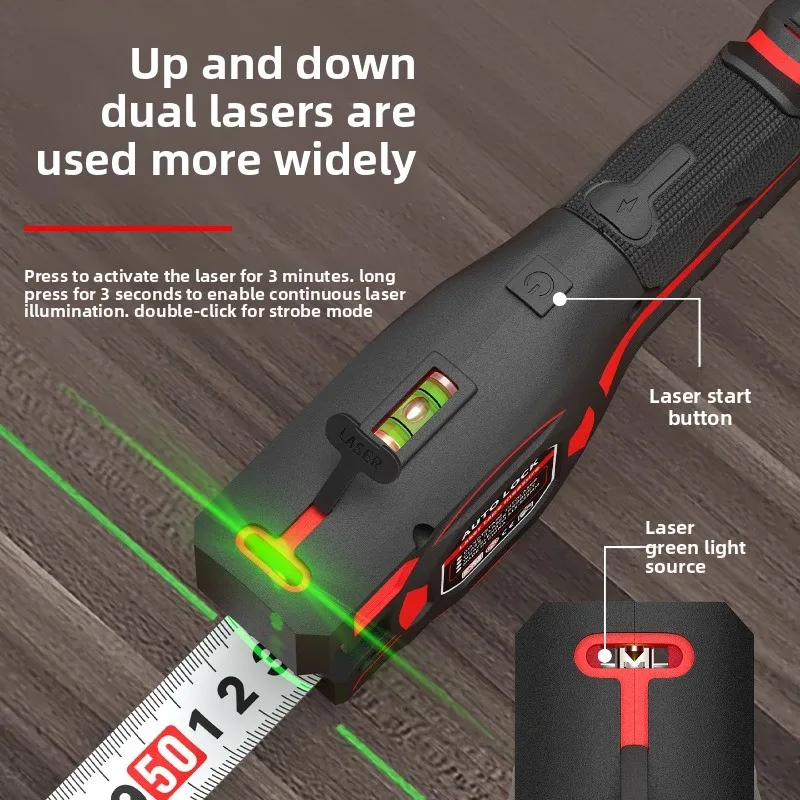 2 in 1 Laser Distance Meter Tape Measure 5M Steel Tape Laser Rangefinder USB Charging Level Measuring Tool
