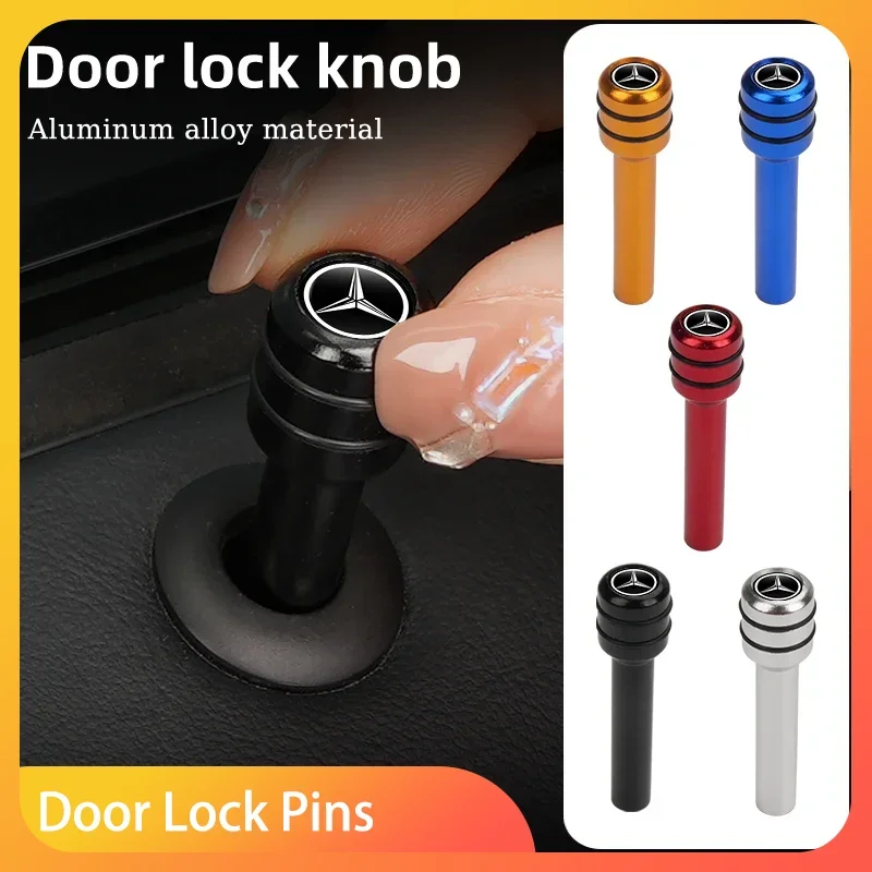 

4Pcs Car Door Lock Knob Alloy Security Insurance Pull Pins For Mercedes benz B R G Class GLK GLA C200 E200 C200L S400 E300 S350