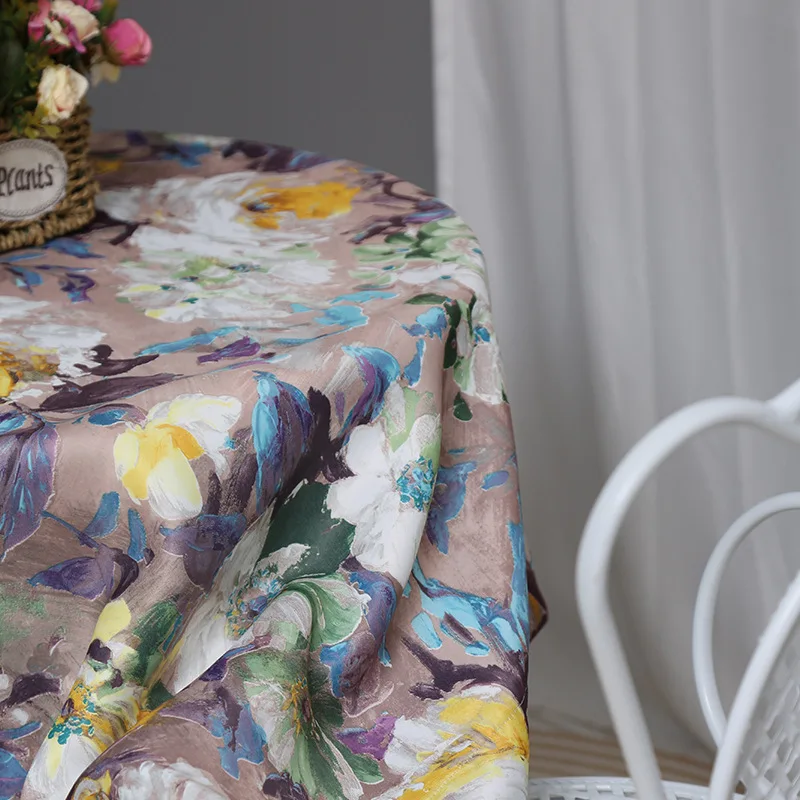 Waterproof and Oil Resistant Dining Table Cloth, American Impressionist Oil Painting Tablecloth, Colorful Printed Tablecloth