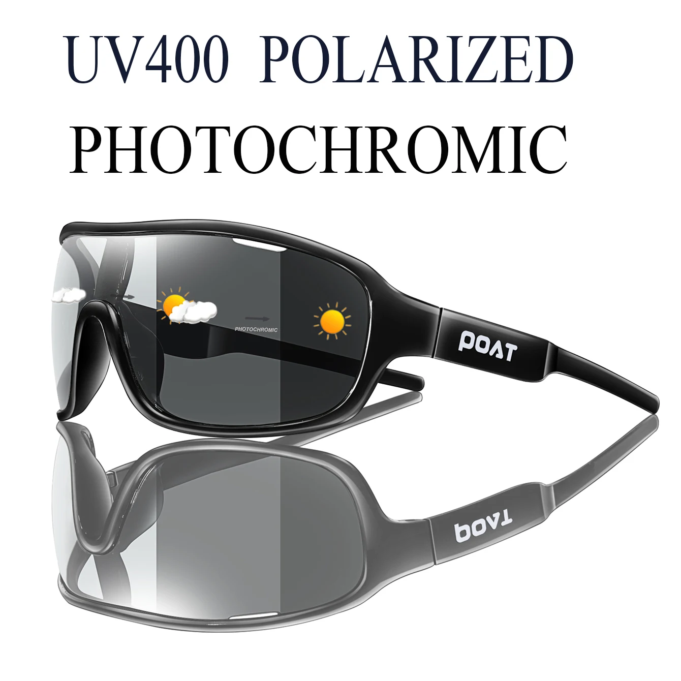 POAT BRAND  Polarized Photochromic Shades For Men And Women Outdoor Windproof Road Eyewear Sports Cycling Fishing Sunglasses