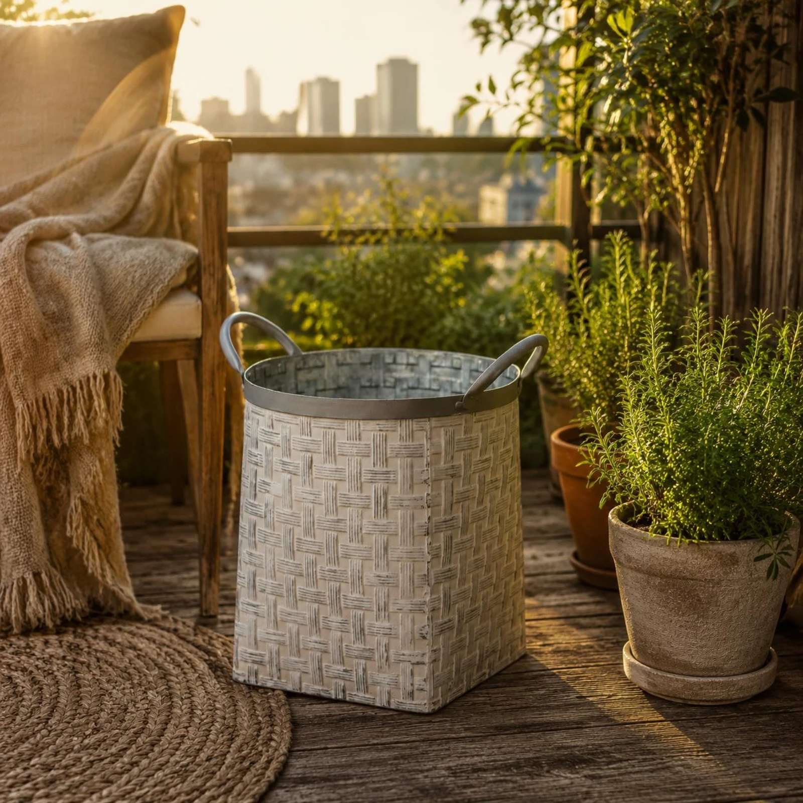 2 Pieces Decorative Iron Pot Sturdy Rustic Metal Planter Small Metal Plant Pot Handmade Design Garden Decor for Patio