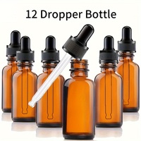 12 pieces/6 pieces 30ml amber glass bottle with glass dropper, suitable for cosmetics, perfume, essential oil,